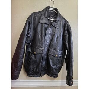 Napoline Leather Outfitters Genuine Leather Patchwork Bomber Jacket Mens Size M